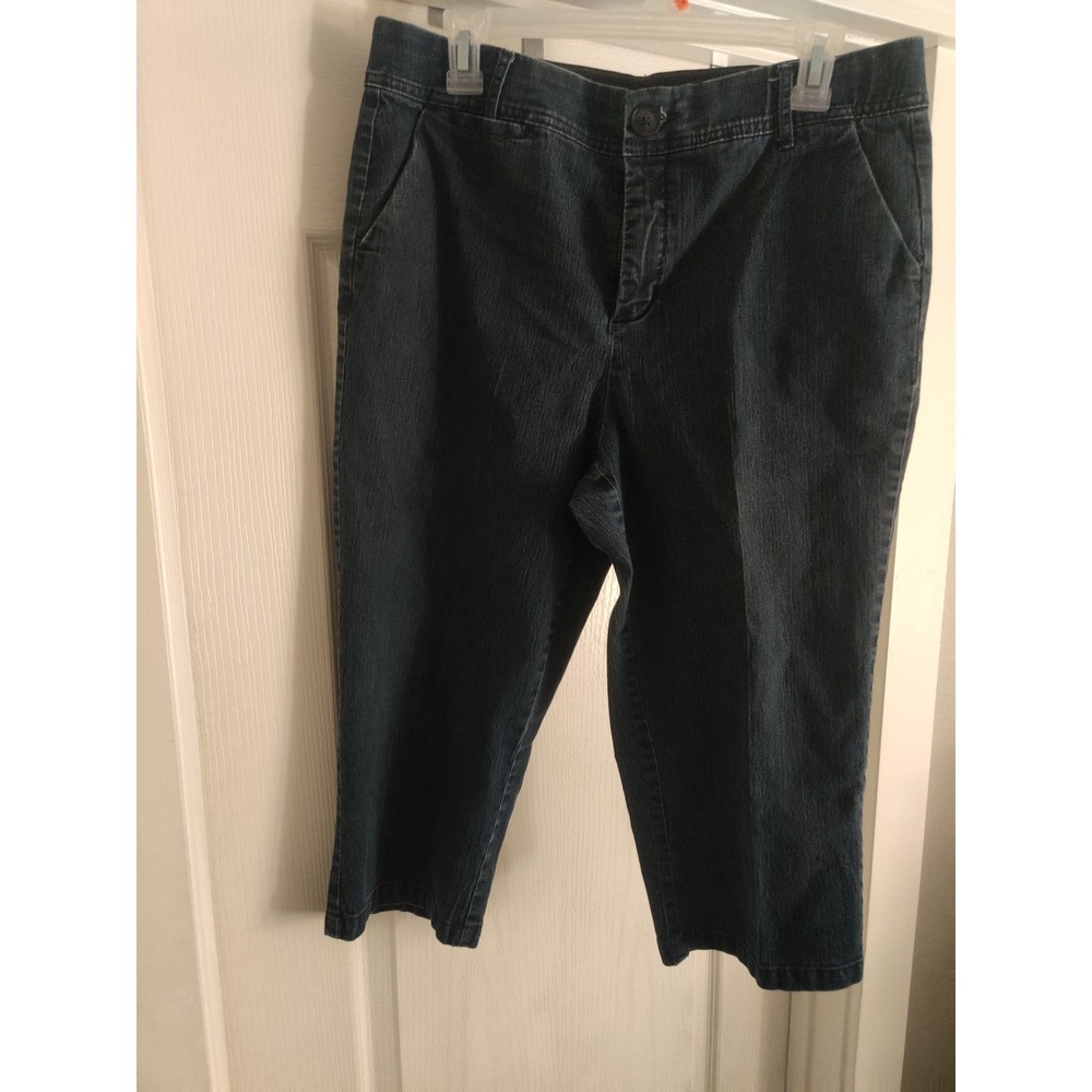 Christopher & Banks Signature Comfort Dark Wash Denim Capris Womens 12 Cropped - Picture 4 of 5